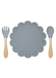 BPA Free Baby Cutlery Cute Lace Oval Cutlery Water Resistant Plates Spoon Fork Solid Color Special Offer