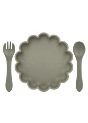 BPA Free Baby Cutlery Cute Lace Oval Cutlery Water Resistant Plates Spoon Fork Solid Color Special Offer