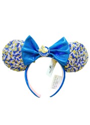 New Disney Mickey Mouse Ears Headband Space Lunar Mountain New Year Minnie Bow Pink Sequins Cartoon Anime Headdress Headband Gif