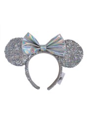 New Disney Mickey Mouse Ears Headband Space Lunar Mountain New Year Minnie Bow Pink Sequins Cartoon Anime Headdress Headband Gif