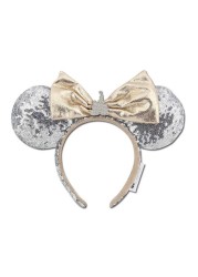 New Disney Mickey Mouse Ears Headband Space Lunar Mountain New Year Minnie Bow Pink Sequins Cartoon Anime Headdress Headband Gif