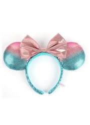 New Disney Mickey Mouse Ears Headband Space Lunar Mountain New Year Minnie Bow Pink Sequins Cartoon Anime Headdress Headband Gif