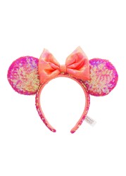 New Disney Mickey Mouse Ears Headband Space Lunar Mountain New Year Minnie Bow Pink Sequins Cartoon Anime Headdress Headband Gif