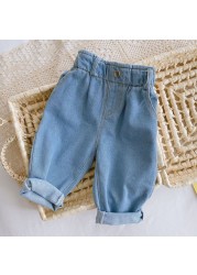 MILANCEL 2022 Spring New Kids Pants Waist Bud Girls Pants Fashion Boys Denim Pants Girl Jeans