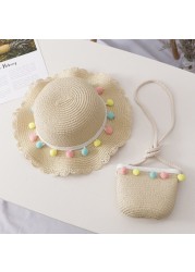 Bear Learner Kids Girls Hats 2022 New Fashion Summer Lace Flowers Caps Breathable Elegant Straw Hat Sunhat Lovely Baby Bonnet