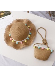 Bear Learner Kids Girls Hats 2022 New Fashion Summer Lace Flowers Caps Breathable Elegant Straw Hat Sunhat Lovely Baby Bonnet