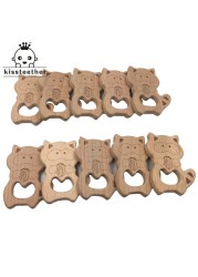 10pcs Safe Kara Teething Baby Cute Teether Antlers Design Wooden Ring Animal Shape Handmade Toy Wooden Teether - Giraffe Teether