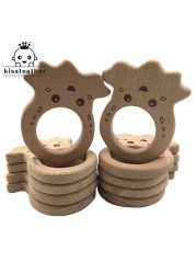 10pcs Safe Kara Teething Baby Cute Teether Antlers Design Wooden Ring Animal Shape Handmade Toy Wooden Teether - Giraffe Teether