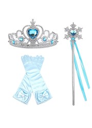 Princess Elsa jewelry set, accessories, gloves, wand, tiara, necklace, wig, princess dress, fancy dress