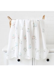 Muslin Swaddle Baby Blanket Bamboo Cotton Swaddle Wrap Newborn Receiving Blanket Flower Print Baby Newborn Blankets