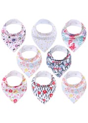 8pcs Baby Bibs Baby Saliva Bobble Bibs Unisex Bibs Set for Drooling and Teething 100% Organic Cotton Newborn Absorbent Soft Bibs