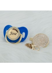 MIYOCAR personalized any name can make gold bling pacifier and bling pacifier clip BPA free dummy bling unique design PPC