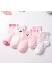 5pairs/lot 2022 Baby Socks for Kids Girls Boy Cotton Stripe Cartoon Animals Summer Baby Knitwear Socks Newborn Baby Clothes