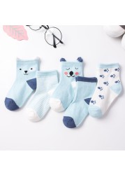 5pairs/lot 2022 Baby Socks for Kids Girls Boy Cotton Stripe Cartoon Animals Summer Baby Knitwear Socks Newborn Baby Clothes