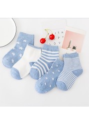 5pairs/lot 2022 Baby Socks for Kids Girls Boy Cotton Stripe Cartoon Animals Summer Baby Knitwear Socks Newborn Baby Clothes