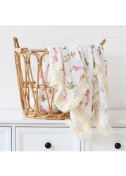 Cotton Muslin Swaddle Blankets for Newborns Tassel Receiving Blanket Newborn Baby Swaddle Wrap Infant Sleeping Bed Quilt Cover