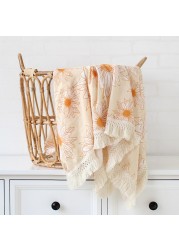 Cotton Muslin Swaddle Blankets for Newborns Tassel Receiving Blanket Newborn Baby Swaddle Wrap Infant Sleeping Bed Quilt Cover