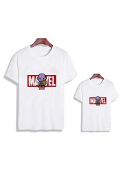 Spider-Man Iron Man Ant-Man Marvel Family Short Shirts Summer White O-Neck Tshirt Avengers Cool Superhero Printed Father Son Tees