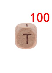 100pcs Baby Teething Beads 12mm Letter Beech Beads Pacifier Chain Letters Wooden Pacifier Toys Personalized Newborn Gifts