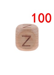 100pcs Baby Teething Beads 12mm Letter Beech Beads Pacifier Chain Letters Wooden Pacifier Toys Personalized Newborn Gifts