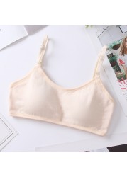 12-18Y Cotton Girls Bra Teenage Underwear Kids Sports Bra Adjustable Bra with Chest Pad Kids Seamless Bralette Puberty Clothes