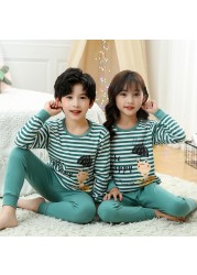 Baby Boy Girl Pajama Sets Korean Spring Pajamas For Kids Sleepwear Set Cotton Cartoon Cow Night Outfits Autumn Children Clothes