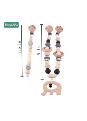 Baby Wooden Toy Stroller Clip Baby Mobile Stroller Customized Silicone Pill Pacifier Chain Chew Silicone Rattle Baby Wooden Teether