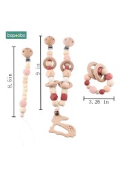 Baby Wooden Toy Stroller Clip Baby Mobile Stroller Customized Silicone Pill Pacifier Chain Chew Silicone Rattle Baby Wooden Teether