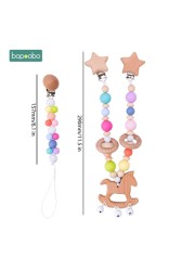 Baby Wooden Toy Stroller Clip Baby Mobile Stroller Customized Silicone Pill Pacifier Chain Chew Silicone Rattle Baby Wooden Teether