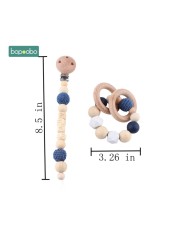 Baby Wooden Toy Stroller Clip Baby Mobile Stroller Customized Silicone Pill Pacifier Chain Chew Silicone Rattle Baby Wooden Teether