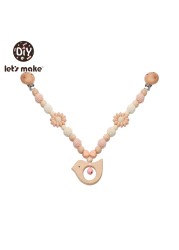 Baby Wooden Toy Stroller Clip Baby Mobile Stroller Customized Silicone Pill Pacifier Chain Chew Silicone Rattle Baby Wooden Teether