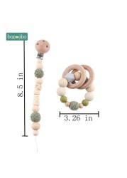 Baby Wooden Toy Stroller Clip Baby Mobile Stroller Customized Silicone Pill Pacifier Chain Chew Silicone Rattle Baby Wooden Teether