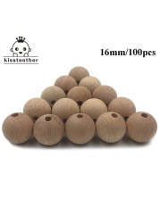 100pcs Wooden Chew Teether 10-20mm Round Beads Ecofriendly Unfinished Beech Beads DIY Craft Jewelry Accessories