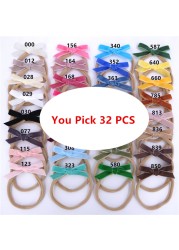 32pcs mini velvet ribbon bow nylon headband newborn baby boy velvet bow hair bands accessories