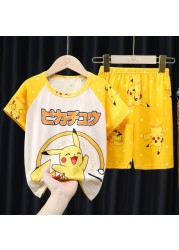 2022 Summer New Pokemon Children's Pajamas Set Cartoon Cozy Boys Girls Kawaii Pikachu Kids Clothes Gift Homewear Wholesale