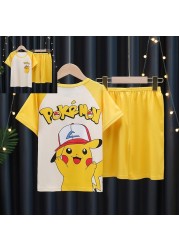 2022 Summer New Pokemon Children's Pajamas Set Cartoon Cozy Boys Girls Kawaii Pikachu Kids Clothes Gift Homewear Wholesale