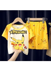 2022 Summer New Pokemon Children's Pajamas Set Cartoon Cozy Boys Girls Kawaii Pikachu Kids Clothes Gift Homewear Wholesale