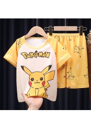 2022 Summer New Pokemon Children's Pajamas Set Cartoon Cozy Boys Girls Kawaii Pikachu Kids Clothes Gift Homewear Wholesale