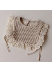 2022 Autumn New Fashion Girls Lace Sweater Princess Hollow Out Sleeveless Sweater Cotton Outerwear Newborn Baby Knitted Sweater 0-3 Years