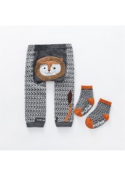 2pcs/set Cartoon Baby Boys Girls Leggings Autumn Winter Warmer Cotton PP Pants Trousers + Tights Infant Tollder Clothes Clothes