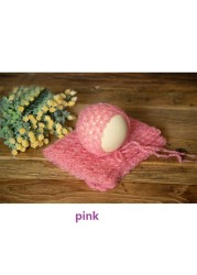 Newborn Photography Accessories Knitted Fleece Blanket Newborn Hat Newborn Photography Props Photo Studio Accessories