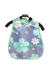 Baby Sleeves Waterproof Bib Cartoon Pattern Lunch Feeding Scarf Soft Cotton Baby Bibs EVA Layer Adjustable Saliva Cloth