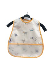 Baby Sleeves Waterproof Bib Cartoon Pattern Lunch Feeding Scarf Soft Cotton Baby Bibs EVA Layer Adjustable Saliva Cloth