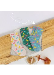 3pairs/lot Baby Kids Kids Boys Girls Socks Cartoon Dinosaur Cotton Breathable Cute Short Socks 2022 Autumn New