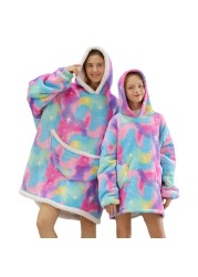 Family Hoodie Oversized Homewear Fleece Warm Sherpa Blanket Girls Thick Sleepwear, If You Need Two Sweatshirt, Please Order Two