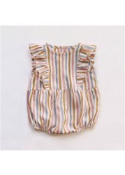 Baby Girls Summer Rompers 0-24 Months Striped Sleeveless One-piece Newborn Baby Clothes Cotton Linen Clothes Baby Girl Outfit