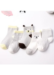 5pairs/lot 0 to 6 Years Kids Soft Cotton Socks Boy Girl Baby Cute Cartoon Warm Stripe Dots Fashion School Socks Autumn Spring