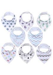 8pcs/lot soft comfortable colorful 100% organic cotton and baby bandana for boys and girls infants adjustable snaps saliva baby bibs