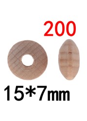 200pcs Lentils Wooden Beads Beech Wood Lentils Goods Baby Abacus Beads for Kids Pendant Bead BPA Free Pacifier String DIY