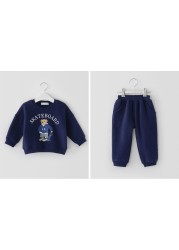 2022 Spring New Baby Girls Cute Bear Fashion Letter Sets Boys Long Sleeve Casual Top + Pants 2pcs Kids Clothes Sport Suit